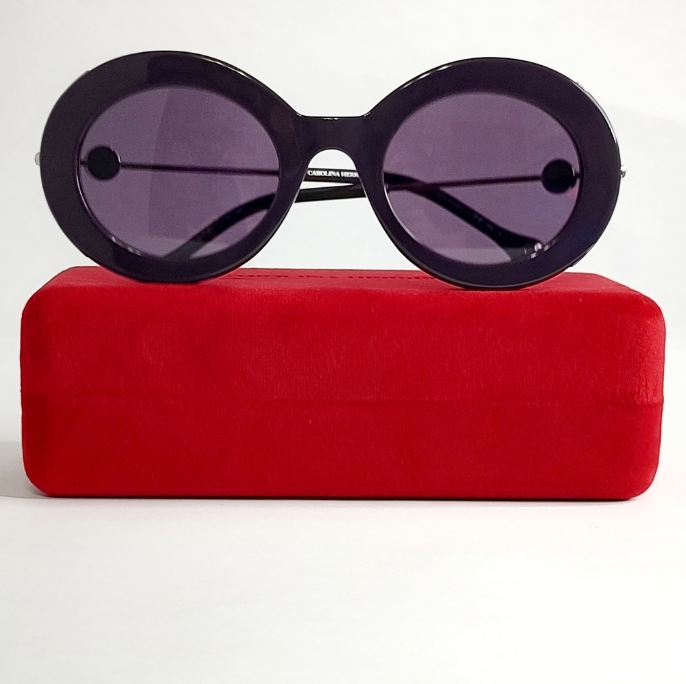 Carolina Herrera Sunglasses CH0020 Violet Oval Round Oversized Acetate - Picture 5 of 16
